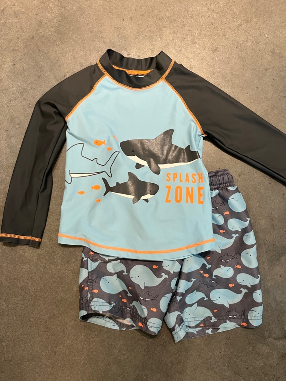 Carter's Light Blue and Gray 'Splash Zone' Kids Rashguard Set
